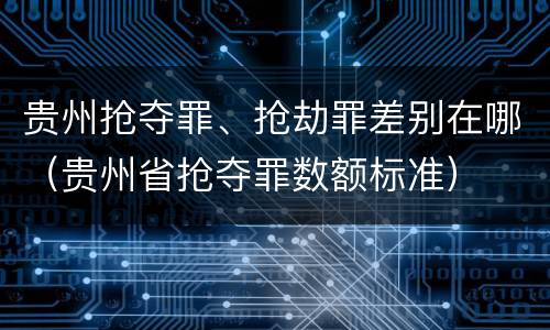 贵州抢夺罪、抢劫罪差别在哪（贵州省抢夺罪数额标准）