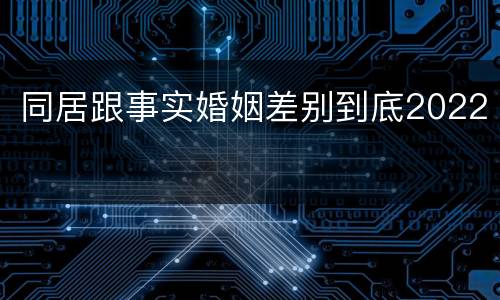 同居跟事实婚姻差别到底2022