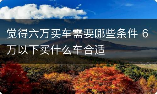 觉得六万买车需要哪些条件 6万以下买什么车合适