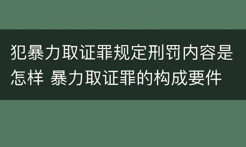 犯暴力取证罪规定刑罚内容是怎样 暴力取证罪的构成要件