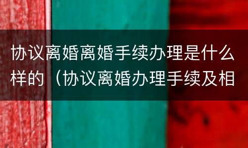 协议离婚离婚手续办理是什么样的（协议离婚办理手续及相关流程）