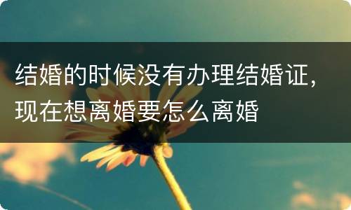 结婚的时候没有办理结婚证，现在想离婚要怎么离婚