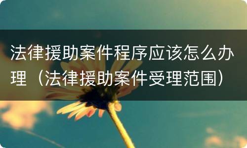 法律援助案件程序应该怎么办理（法律援助案件受理范围）