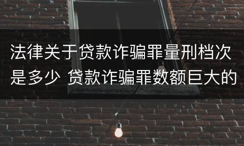 法律关于贷款诈骗罪量刑档次是多少 贷款诈骗罪数额巨大的量刑标准