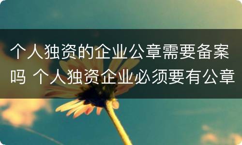 个人独资的企业公章需要备案吗 个人独资企业必须要有公章吗