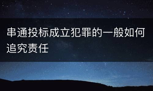 串通投标成立犯罪的一般如何追究责任