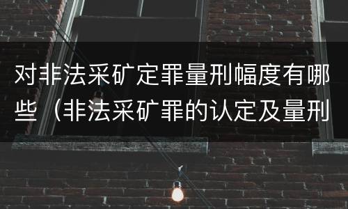 对非法采矿定罪量刑幅度有哪些（非法采矿罪的认定及量刑标准）
