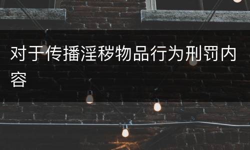 对于传播淫秽物品行为刑罚内容