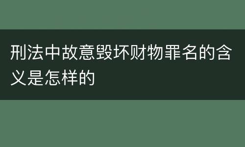 刑法中故意毁坏财物罪名的含义是怎样的