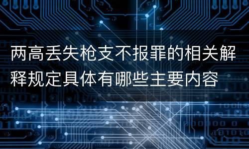 两高丢失枪支不报罪的相关解释规定具体有哪些主要内容