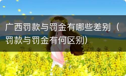 广西罚款与罚金有哪些差别（罚款与罚金有何区别）