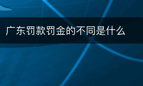 广东罚款罚金的不同是什么