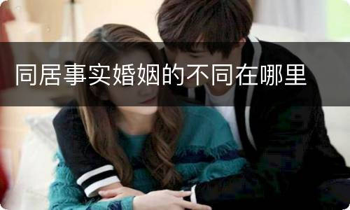 同居事实婚姻的不同在哪里