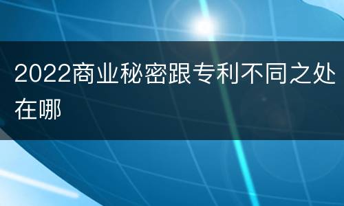 2022商业秘密跟专利不同之处在哪