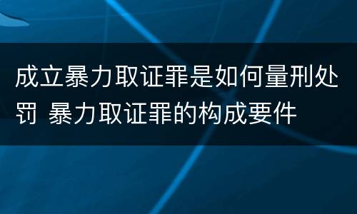成立暴力取证罪是如何量刑处罚 暴力取证罪的构成要件
