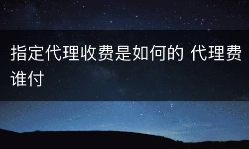 指定代理收费是如何的 代理费谁付
