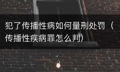 犯了传播性病如何量刑处罚（传播性疾病罪怎么判）