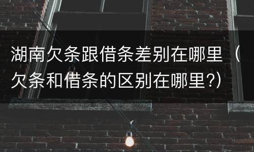 湖南欠条跟借条差别在哪里（欠条和借条的区别在哪里?）