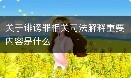 关于诽谤罪相关司法解释重要内容是什么