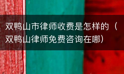双鸭山市律师收费是怎样的（双鸭山律师免费咨询在哪）