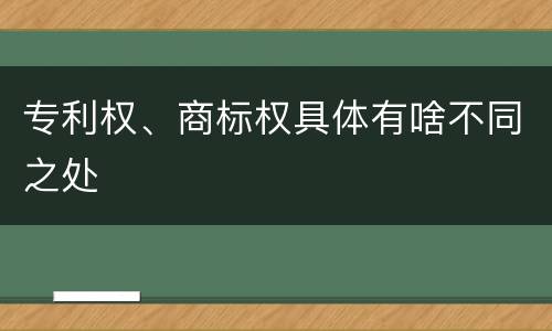 专利权、商标权具体有啥不同之处