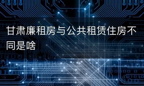 甘肃廉租房与公共租赁住房不同是啥