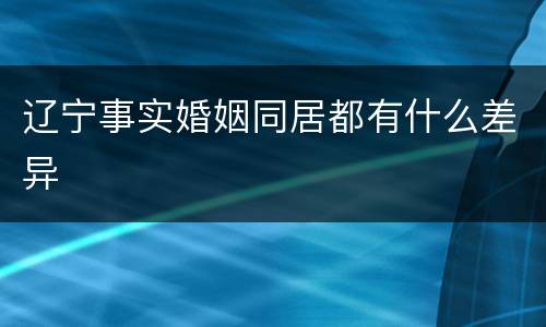 辽宁事实婚姻同居都有什么差异