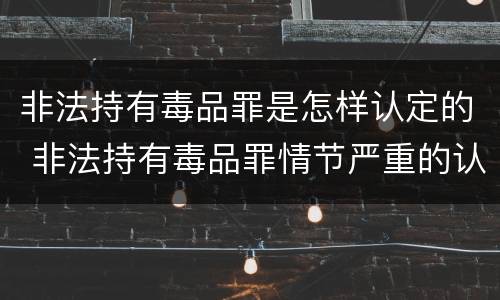 非法持有毒品罪是怎样认定的 非法持有毒品罪情节严重的认定