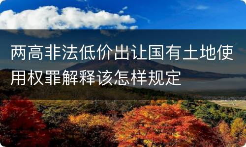 两高非法低价出让国有土地使用权罪解释该怎样规定
