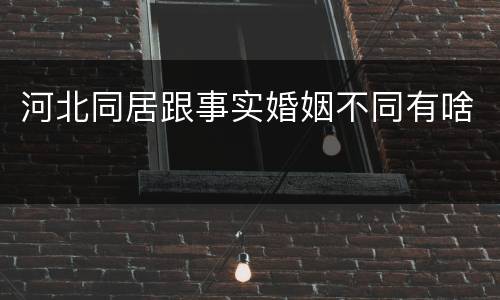 河北同居跟事实婚姻不同有啥