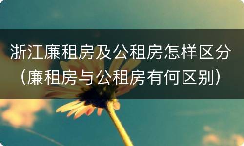 浙江廉租房及公租房怎样区分（廉租房与公租房有何区别）