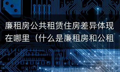 廉租房公共租赁住房差异体现在哪里（什么是廉租房和公租房两个有什么特点）
