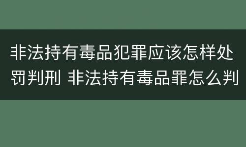 非法持有毒品犯罪应该怎样处罚判刑 非法持有毒品罪怎么判刑