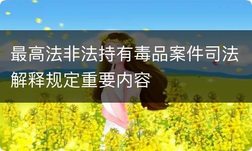 最高法非法持有毒品案件司法解释规定重要内容