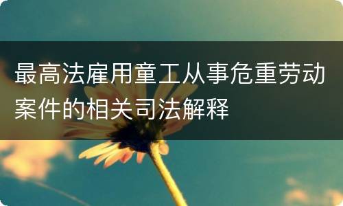 最高法雇用童工从事危重劳动案件的相关司法解释