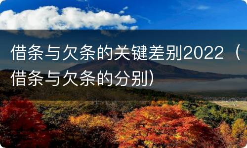 借条与欠条的关键差别2022（借条与欠条的分别）