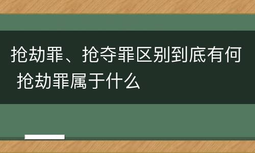 抢劫罪、抢夺罪区别到底有何 抢劫罪属于什么