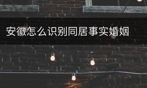 安徽怎么识别同居事实婚姻