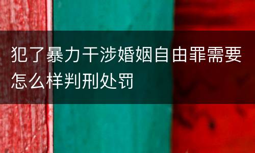 犯了暴力干涉婚姻自由罪需要怎么样判刑处罚