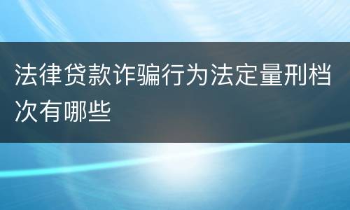 法律贷款诈骗行为法定量刑档次有哪些