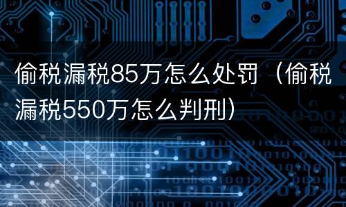偷税漏税85万怎么处罚（偷税漏税550万怎么判刑）