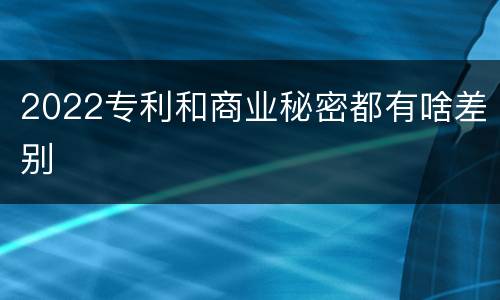 2022专利和商业秘密都有啥差别