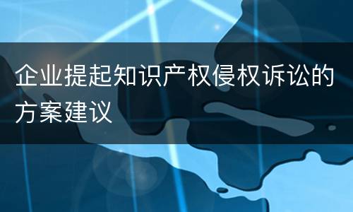 企业提起知识产权侵权诉讼的方案建议