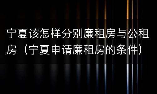 宁夏该怎样分别廉租房与公租房（宁夏申请廉租房的条件）