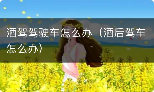 酒驾驾驶车怎么办（酒后驾车怎么办）