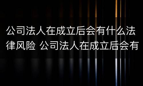 公司法人在成立后会有什么法律风险 公司法人在成立后会有什么法律风险嘛