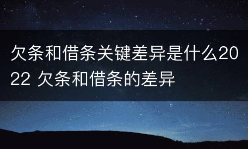 欠条和借条关键差异是什么2022 欠条和借条的差异
