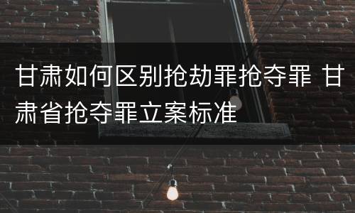 甘肃如何区别抢劫罪抢夺罪 甘肃省抢夺罪立案标准