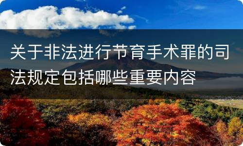 关于非法进行节育手术罪的司法规定包括哪些重要内容