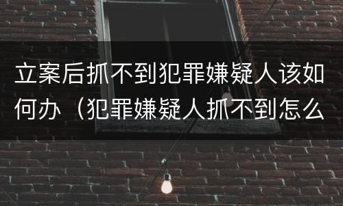 立案后抓不到犯罪嫌疑人该如何办（犯罪嫌疑人抓不到怎么办）